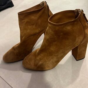 Aquazzura brown tan camel suede leather heeled ankle boots size 40 US 9